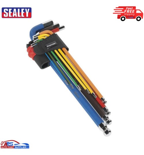 AK7191 Sealey 9 Pcs Color Coded Ball End Hexagon Key Set 1.5-10mm Extra Long